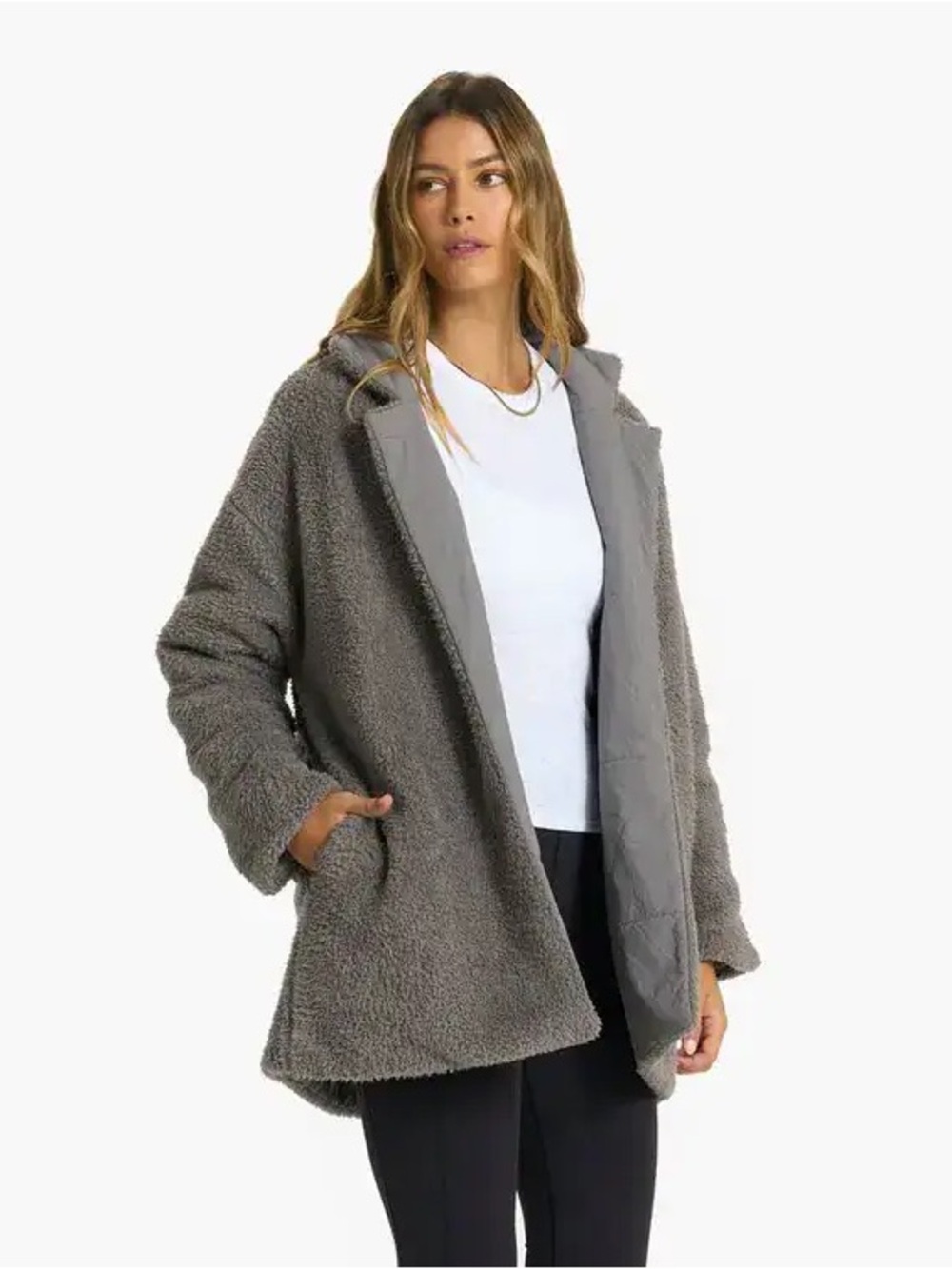 Vuori Cozy Sherpa Blazer in Smoke Gray M/L